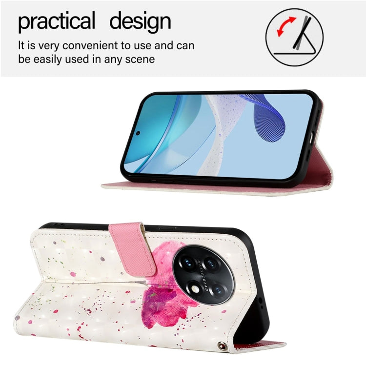 For OnePlus 11 3D Painting Horizontal Flip Leather Phone Case(Flower) - OnePlus Cases by buy2fix | Online Shopping UK | buy2fix