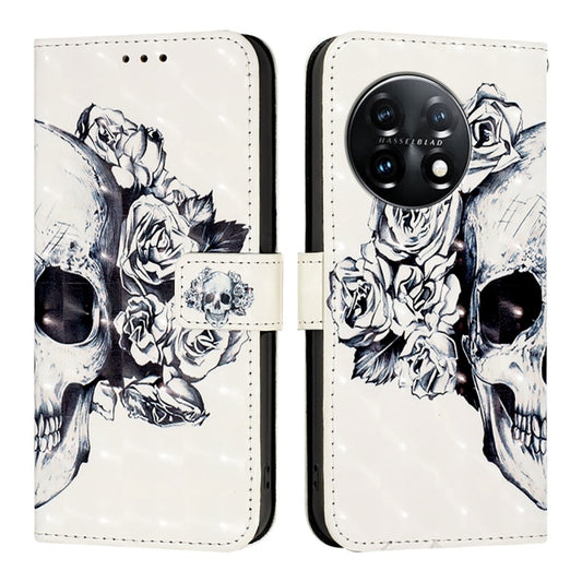 For OnePlus 11 3D Painting Horizontal Flip Leather Phone Case(Skull) by buy2fix