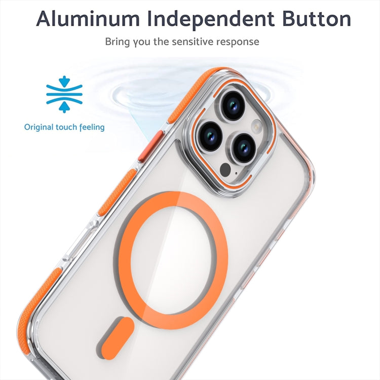 For iPhone 15 Dual-Color Clear Acrylic Hybrid TPU Lens Flip Holder MagSafe Phone Case(Blue) - iPhone 15 Cases by buy2fix | Online Shopping UK | buy2fix