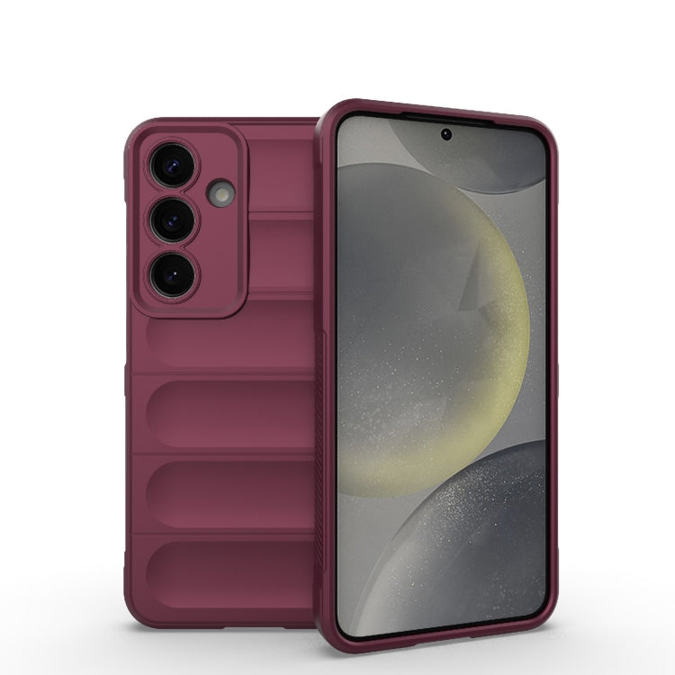 For Samsung Galaxy S25 5G Magic Shield TPU + Flannel Phone Case(Wine Red) by buy2fix