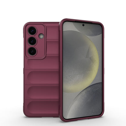 For Samsung Galaxy S25 5G Magic Shield TPU + Flannel Phone Case(Wine Red) by buy2fix