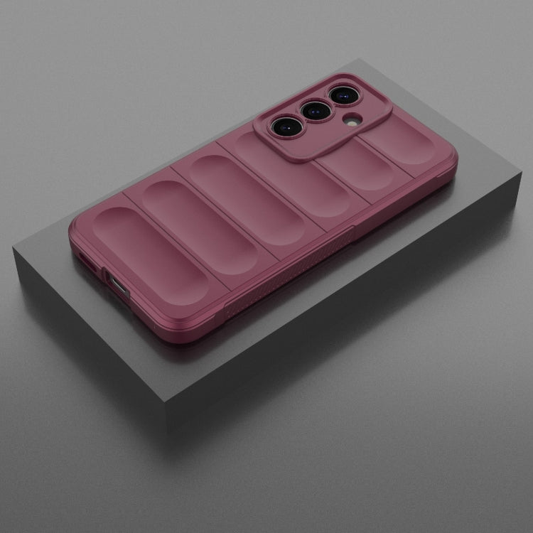 For Samsung Galaxy S25 5G Magic Shield TPU + Flannel Phone Case(Wine Red) by buy2fix