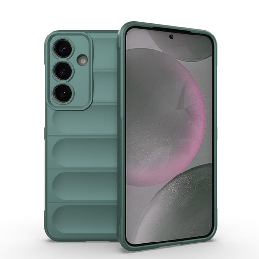 For Samsung Galaxy S25+ 5G Magic Shield TPU + Flannel Phone Case(Dark Green) - Galaxy S25+ 5G Cases by buy2fix | Online Shopping UK | buy2fix