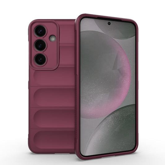 For Samsung Galaxy S25+ 5G Magic Shield TPU + Flannel Phone Case(Wine Red) - Galaxy S25+ 5G Cases by buy2fix | Online Shopping UK | buy2fix