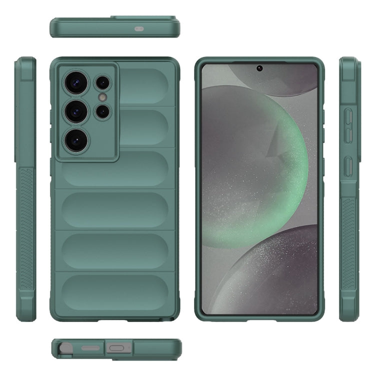 For Samsung Galaxy S25 Ultra 5G Magic Shield TPU + Flannel Phone Case(Dark Green) - Galaxy S25 Ultra 5G Cases by buy2fix | Online Shopping UK | buy2fix