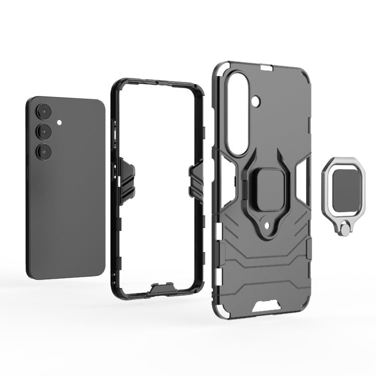 For Samsung Galaxy S25 5G PC + TPU Shockproof Protective Phone Case with Magnetic Ring Holder(Black) by buy2fix