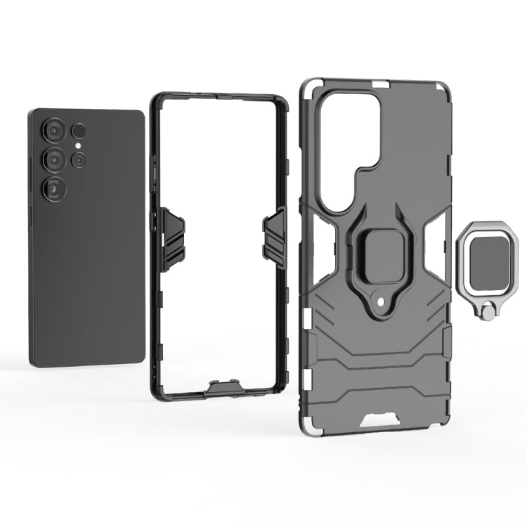 For Samsung Galaxy S25 Ultra 5G PC + TPU Shockproof Protective Phone Case with Magnetic Ring Holder(Black) by buy2fix