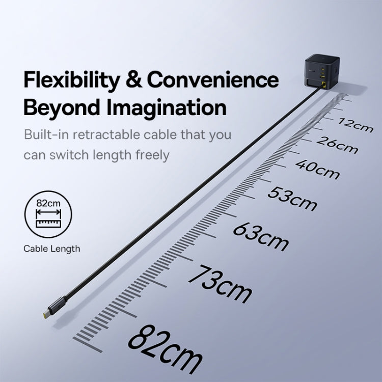 Baseus Super GaN 100W USB-C / Type-C Retractable Cable Desktop Charger, Specification:EU Plug(Black) - Multifunction Charger by Baseus | Online Shopping UK | buy2fix