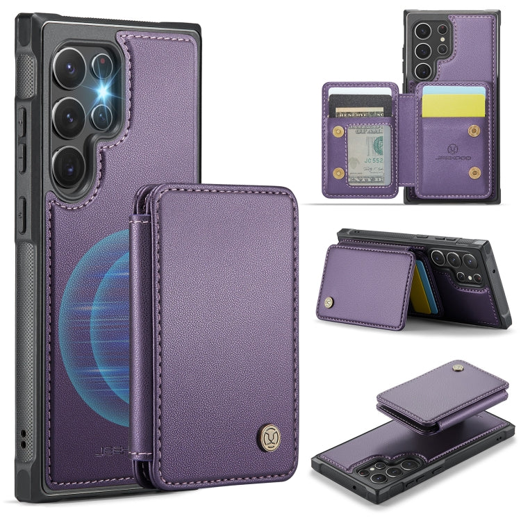 For Samsung Galaxy S22 Ultra 5G JEEHOOD J05 Business Magnetic Style RFID Leather Phone Case(Purple) - Galaxy S22 Ultra 5G Cases by JEEHOOD | Online Shopping UK | buy2fix
