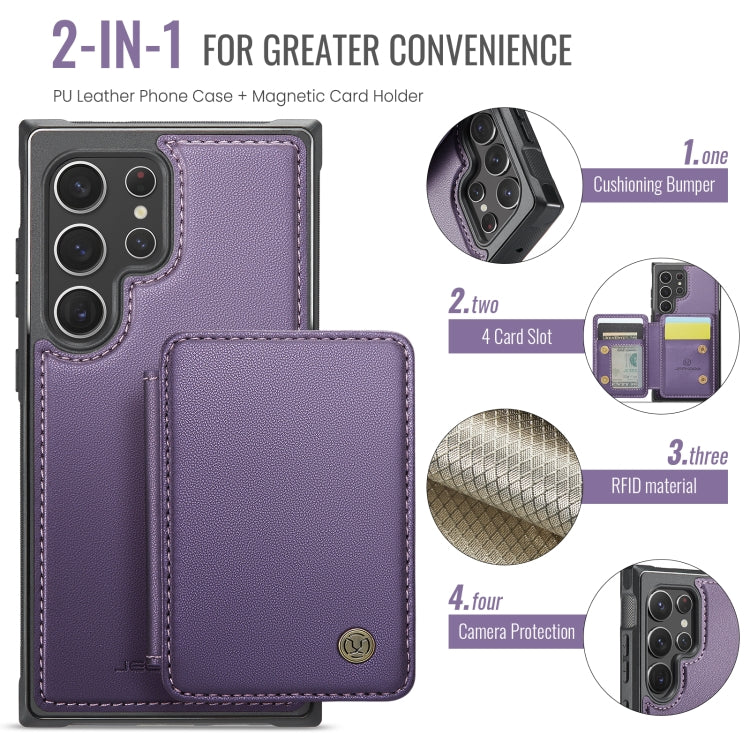 For Samsung Galaxy S22 Ultra 5G JEEHOOD J05 Business Magnetic Style RFID Leather Phone Case(Purple) - Galaxy S22 Ultra 5G Cases by JEEHOOD | Online Shopping UK | buy2fix