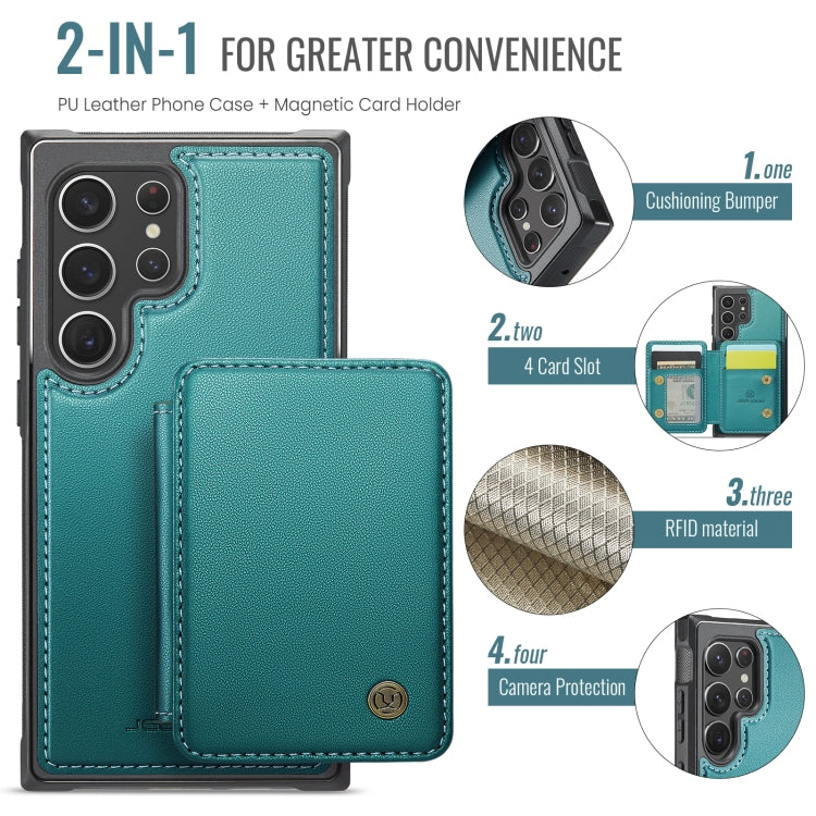 For Samsung Galaxy S22 Ultra 5G JEEHOOD J05 Business Magnetic Style RFID Leather Phone Case(Blue Green) - Galaxy S22 Ultra 5G Cases by JEEHOOD | Online Shopping UK | buy2fix