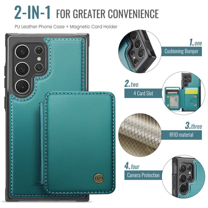 For Samsung Galaxy S22 Ultra 5G JEEHOOD J05 Business Magnetic Style RFID Leather Phone Case(Blue Green) - Galaxy S22 Ultra 5G Cases by JEEHOOD | Online Shopping UK | buy2fix