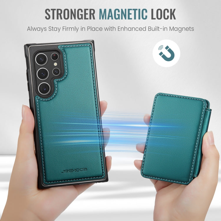 For Samsung Galaxy S22 Ultra 5G JEEHOOD J05 Business Magnetic Style RFID Leather Phone Case(Blue Green) - Galaxy S22 Ultra 5G Cases by JEEHOOD | Online Shopping UK | buy2fix