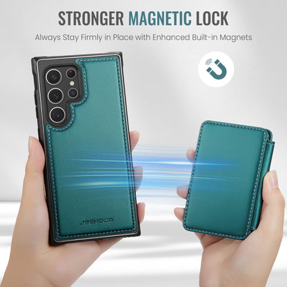 For Samsung Galaxy S22 Ultra 5G JEEHOOD J05 Business Magnetic Style RFID Leather Phone Case(Blue Green) - Galaxy S22 Ultra 5G Cases by JEEHOOD | Online Shopping UK | buy2fix