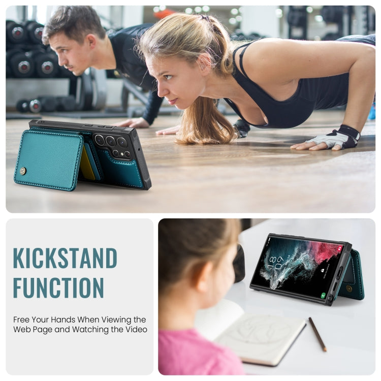 For Samsung Galaxy S22 Ultra 5G JEEHOOD J05 Business Magnetic Style RFID Leather Phone Case(Blue Green) - Galaxy S22 Ultra 5G Cases by JEEHOOD | Online Shopping UK | buy2fix