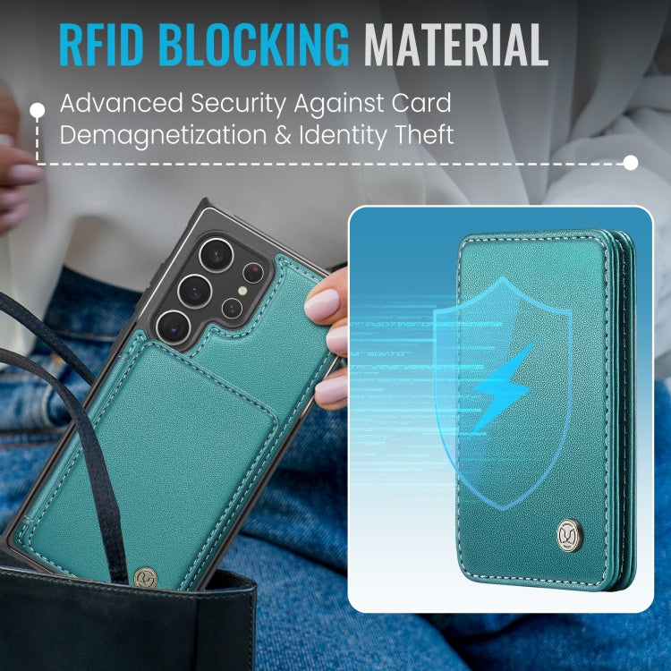 For Samsung Galaxy S22 Ultra 5G JEEHOOD J05 Business Magnetic Style RFID Leather Phone Case(Blue Green) - Galaxy S22 Ultra 5G Cases by JEEHOOD | Online Shopping UK | buy2fix