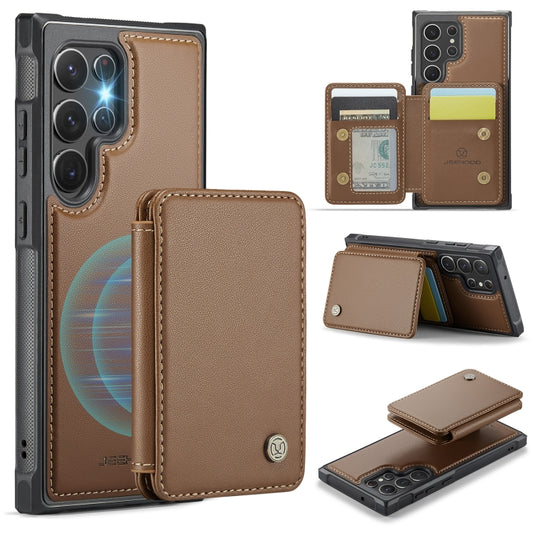 For Samsung Galaxy S22 Ultra 5G JEEHOOD J05 Business Magnetic Style RFID Leather Phone Case(Brown) - Galaxy S22 Ultra 5G Cases by JEEHOOD | Online Shopping UK | buy2fix