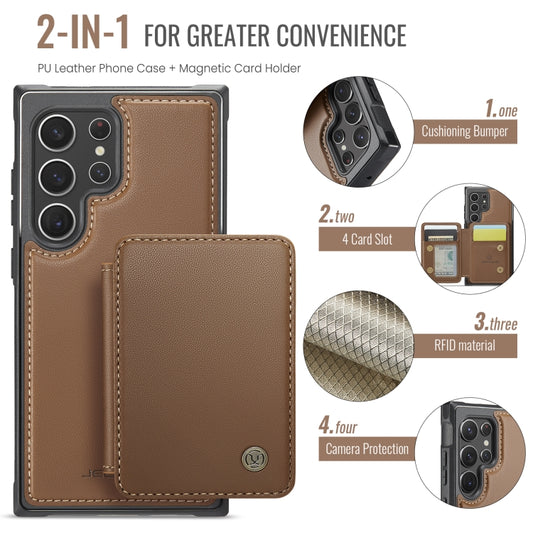 For Samsung Galaxy S22 Ultra 5G JEEHOOD J05 Business Magnetic Style RFID Leather Phone Case(Brown) - Galaxy S22 Ultra 5G Cases by JEEHOOD | Online Shopping UK | buy2fix