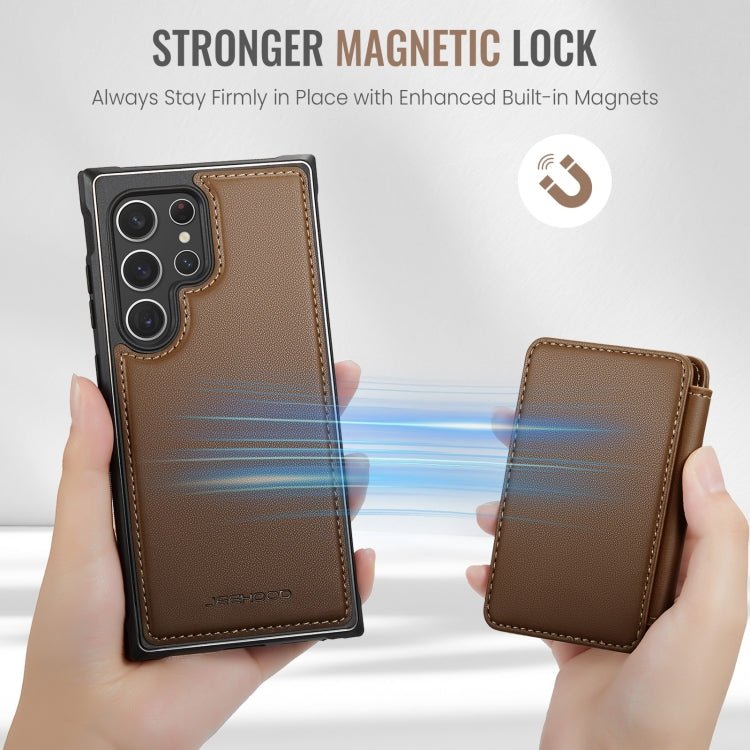 For Samsung Galaxy S22 Ultra 5G JEEHOOD J05 Business Magnetic Style RFID Leather Phone Case(Brown) - Galaxy S22 Ultra 5G Cases by JEEHOOD | Online Shopping UK | buy2fix