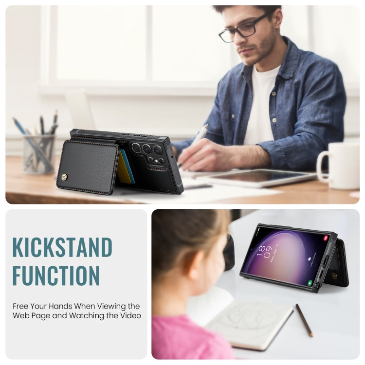 For Samsung Galaxy S23 Ultra 5G JEEHOOD J05 Business Magnetic Style RFID Leather Phone Case(Black) - Galaxy S23 Ultra 5G Cases by JEEHOOD | Online Shopping UK | buy2fix