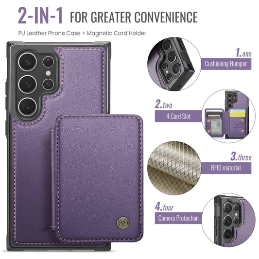 For Samsung Galaxy S23 Ultra 5G JEEHOOD J05 Business Magnetic Style RFID Leather Phone Case(Purple) by JEEHOOD
