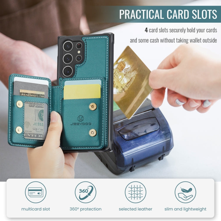 For Samsung Galaxy S23 Ultra 5G JEEHOOD J05 Business Magnetic Style RFID Leather Phone Case(Blue Green) - Galaxy S23 Ultra 5G Cases by JEEHOOD | Online Shopping UK | buy2fix
