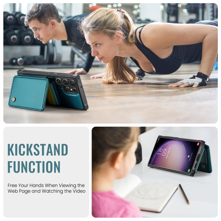 For Samsung Galaxy S23 Ultra 5G JEEHOOD J05 Business Magnetic Style RFID Leather Phone Case(Blue Green) - Galaxy S23 Ultra 5G Cases by JEEHOOD | Online Shopping UK | buy2fix