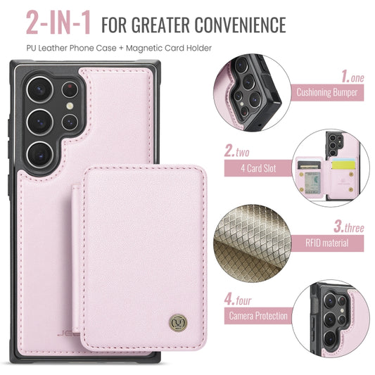 For Samsung Galaxy S23 Ultra 5G JEEHOOD J05 Business Magnetic Style RFID Leather Phone Case(Pink) - Galaxy S23 Ultra 5G Cases by JEEHOOD | Online Shopping UK | buy2fix
