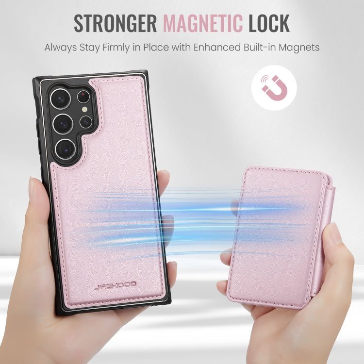 For Samsung Galaxy S23 Ultra 5G JEEHOOD J05 Business Magnetic Style RFID Leather Phone Case(Pink) - Galaxy S23 Ultra 5G Cases by JEEHOOD | Online Shopping UK | buy2fix
