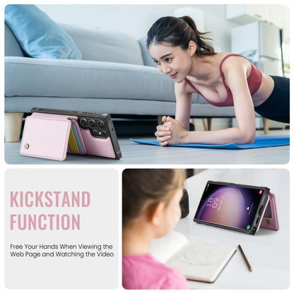 For Samsung Galaxy S23 Ultra 5G JEEHOOD J05 Business Magnetic Style RFID Leather Phone Case(Pink) - Galaxy S23 Ultra 5G Cases by JEEHOOD | Online Shopping UK | buy2fix