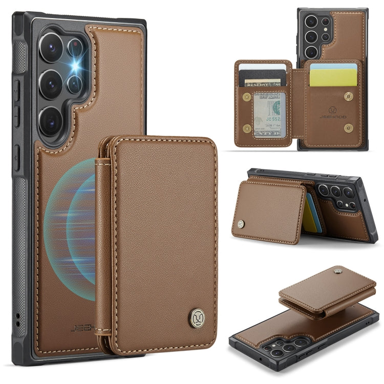 For Samsung Galaxy S23 Ultra 5G JEEHOOD J05 Business Magnetic Style RFID Leather Phone Case(Brown) - Galaxy S23 Ultra 5G Cases by JEEHOOD | Online Shopping UK | buy2fix