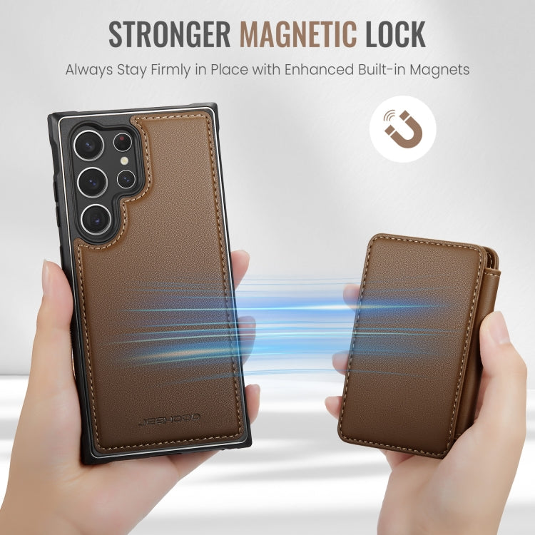 For Samsung Galaxy S23 Ultra 5G JEEHOOD J05 Business Magnetic Style RFID Leather Phone Case(Brown) - Galaxy S23 Ultra 5G Cases by JEEHOOD | Online Shopping UK | buy2fix