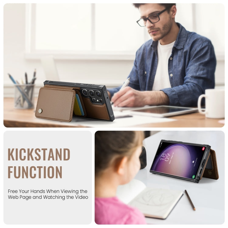 For Samsung Galaxy S23 Ultra 5G JEEHOOD J05 Business Magnetic Style RFID Leather Phone Case(Brown) - Galaxy S23 Ultra 5G Cases by JEEHOOD | Online Shopping UK | buy2fix