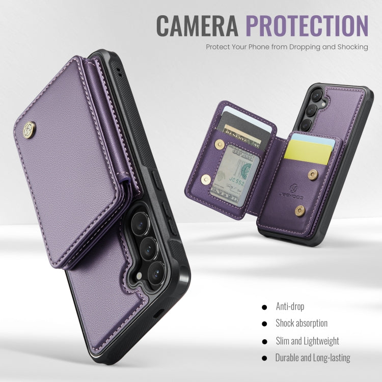 For Samsung Galaxy S24 5G JEEHOOD J05 Business Magnetic Style RFID Leather Phone Case(Purple) - Galaxy S24 5G Cases by JEEHOOD | Online Shopping UK | buy2fix