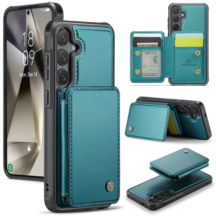 For Samsung Galaxy S24 5G JEEHOOD J05 Business Magnetic Style RFID Leather Phone Case(Blue Green) - Galaxy S24 5G Cases by JEEHOOD | Online Shopping UK | buy2fix