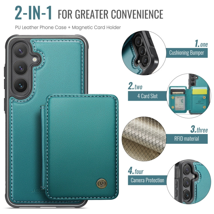 For Samsung Galaxy S24 5G JEEHOOD J05 Business Magnetic Style RFID Leather Phone Case(Blue Green) - Galaxy S24 5G Cases by JEEHOOD | Online Shopping UK | buy2fix