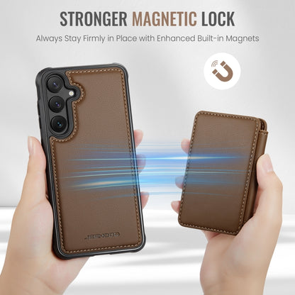 For Samsung Galaxy S24 5G JEEHOOD J05 Business Magnetic Style RFID Leather Phone Case(Brown) - Galaxy S24 5G Cases by JEEHOOD | Online Shopping UK | buy2fix