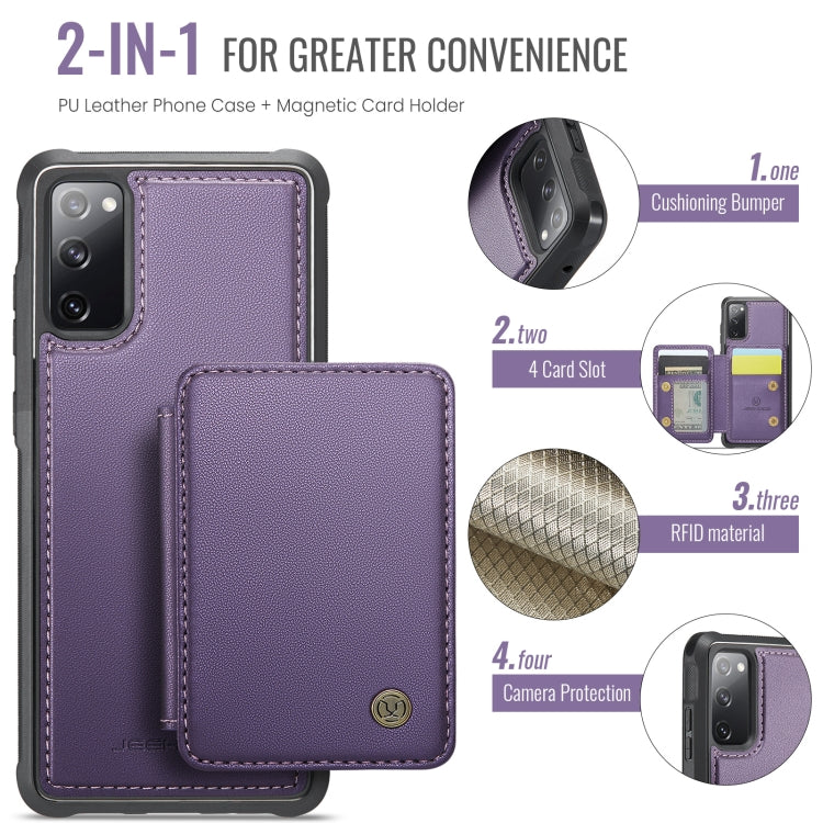 For Samsung Galaxy S20 FE JEEHOOD J05 Business Magnetic Style RFID Leather Phone Case(Purple) - Galaxy S20 FE Cases by JEEHOOD | Online Shopping UK | buy2fix
