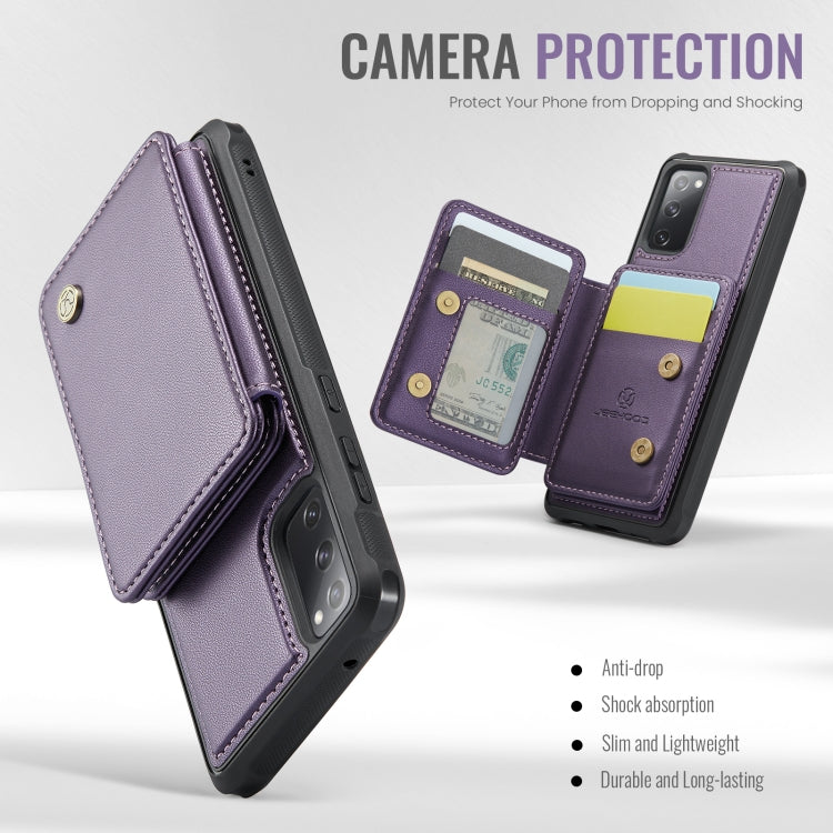 For Samsung Galaxy S20 FE JEEHOOD J05 Business Magnetic Style RFID Leather Phone Case(Purple) - Galaxy S20 FE Cases by JEEHOOD | Online Shopping UK | buy2fix