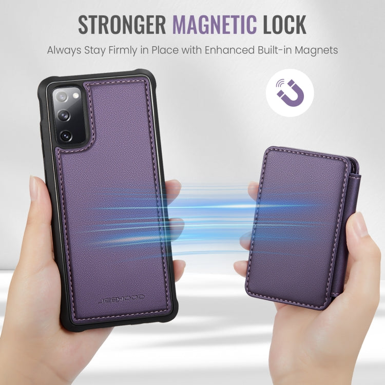 For Samsung Galaxy S20 FE JEEHOOD J05 Business Magnetic Style RFID Leather Phone Case(Purple) - Galaxy S20 FE Cases by JEEHOOD | Online Shopping UK | buy2fix