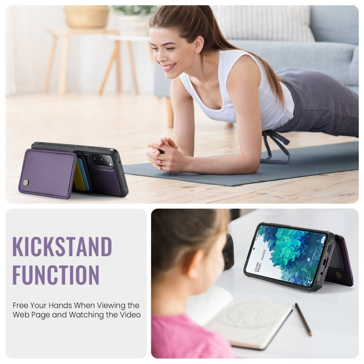 For Samsung Galaxy S20 FE JEEHOOD J05 Business Magnetic Style RFID Leather Phone Case(Purple) - Galaxy S20 FE Cases by JEEHOOD | Online Shopping UK | buy2fix