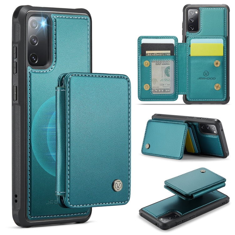 For Samsung Galaxy S20 FE JEEHOOD J05 Business Magnetic Style RFID Leather Phone Case(Blue Green) - Galaxy S20 FE Cases by JEEHOOD | Online Shopping UK | buy2fix