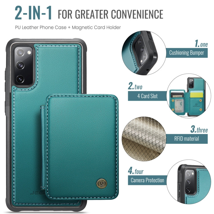 For Samsung Galaxy S20 FE JEEHOOD J05 Business Magnetic Style RFID Leather Phone Case(Blue Green) - Galaxy S20 FE Cases by JEEHOOD | Online Shopping UK | buy2fix