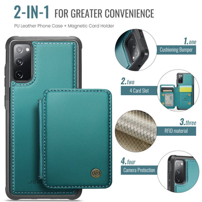 For Samsung Galaxy S20 FE JEEHOOD J05 Business Magnetic Style RFID Leather Phone Case(Blue Green) - Galaxy S20 FE Cases by JEEHOOD | Online Shopping UK | buy2fix