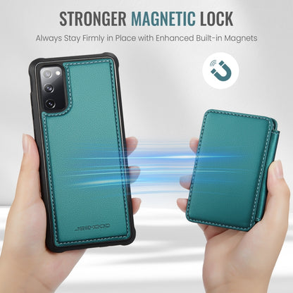 For Samsung Galaxy S20 FE JEEHOOD J05 Business Magnetic Style RFID Leather Phone Case(Blue Green) - Galaxy S20 FE Cases by JEEHOOD | Online Shopping UK | buy2fix