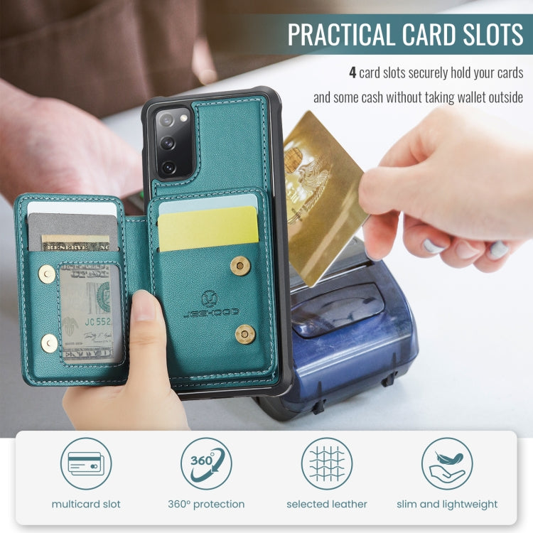 For Samsung Galaxy S20 FE JEEHOOD J05 Business Magnetic Style RFID Leather Phone Case(Blue Green) - Galaxy S20 FE Cases by JEEHOOD | Online Shopping UK | buy2fix