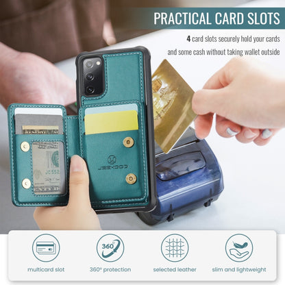 For Samsung Galaxy S20 FE JEEHOOD J05 Business Magnetic Style RFID Leather Phone Case(Blue Green) - Galaxy S20 FE Cases by JEEHOOD | Online Shopping UK | buy2fix