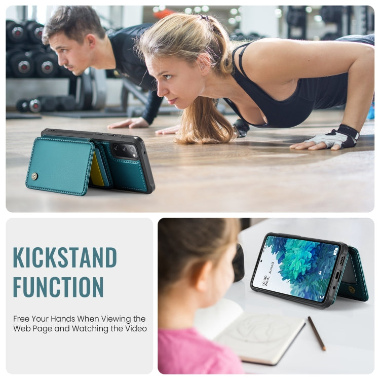 For Samsung Galaxy S20 FE JEEHOOD J05 Business Magnetic Style RFID Leather Phone Case(Blue Green) - Galaxy S20 FE Cases by JEEHOOD | Online Shopping UK | buy2fix