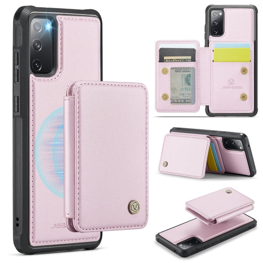 For Samsung Galaxy S20 FE JEEHOOD J05 Business Magnetic Style RFID Leather Phone Case(Pink) - Galaxy S20 FE Cases by JEEHOOD | Online Shopping UK | buy2fix