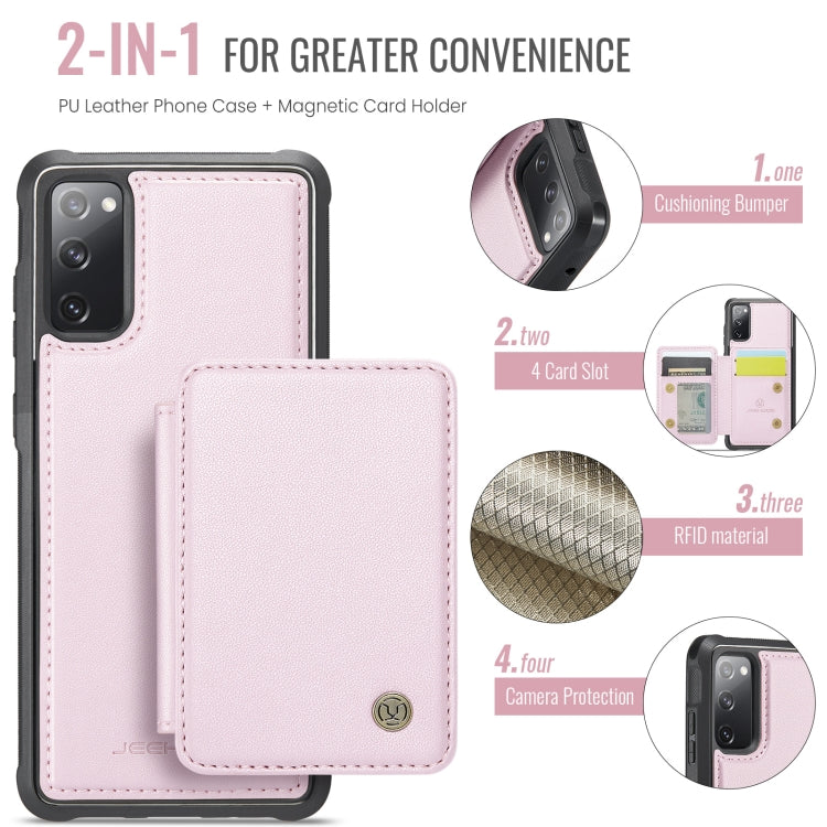 For Samsung Galaxy S20 FE JEEHOOD J05 Business Magnetic Style RFID Leather Phone Case(Pink) - Galaxy S20 FE Cases by JEEHOOD | Online Shopping UK | buy2fix
